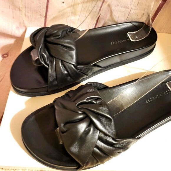 Rebecca Minkoff "Valeraine" Black Buttery Soft Leather Slide Sandals Sz.10 $295 - Picture 1 of 9